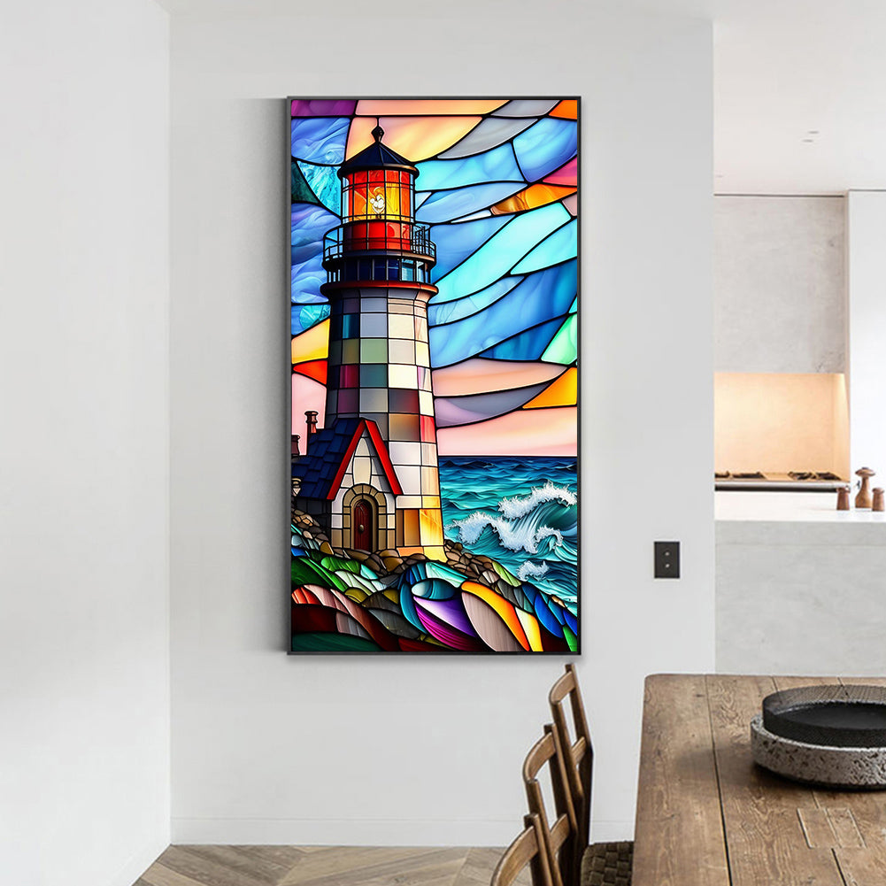 Lighthouse Glass Painting - Full Round Drill Diamond Painting 40*70CM