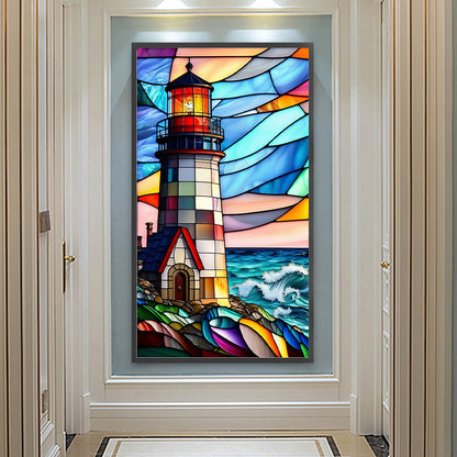 Lighthouse Glass Painting - Full Round Drill Diamond Painting 40*70CM