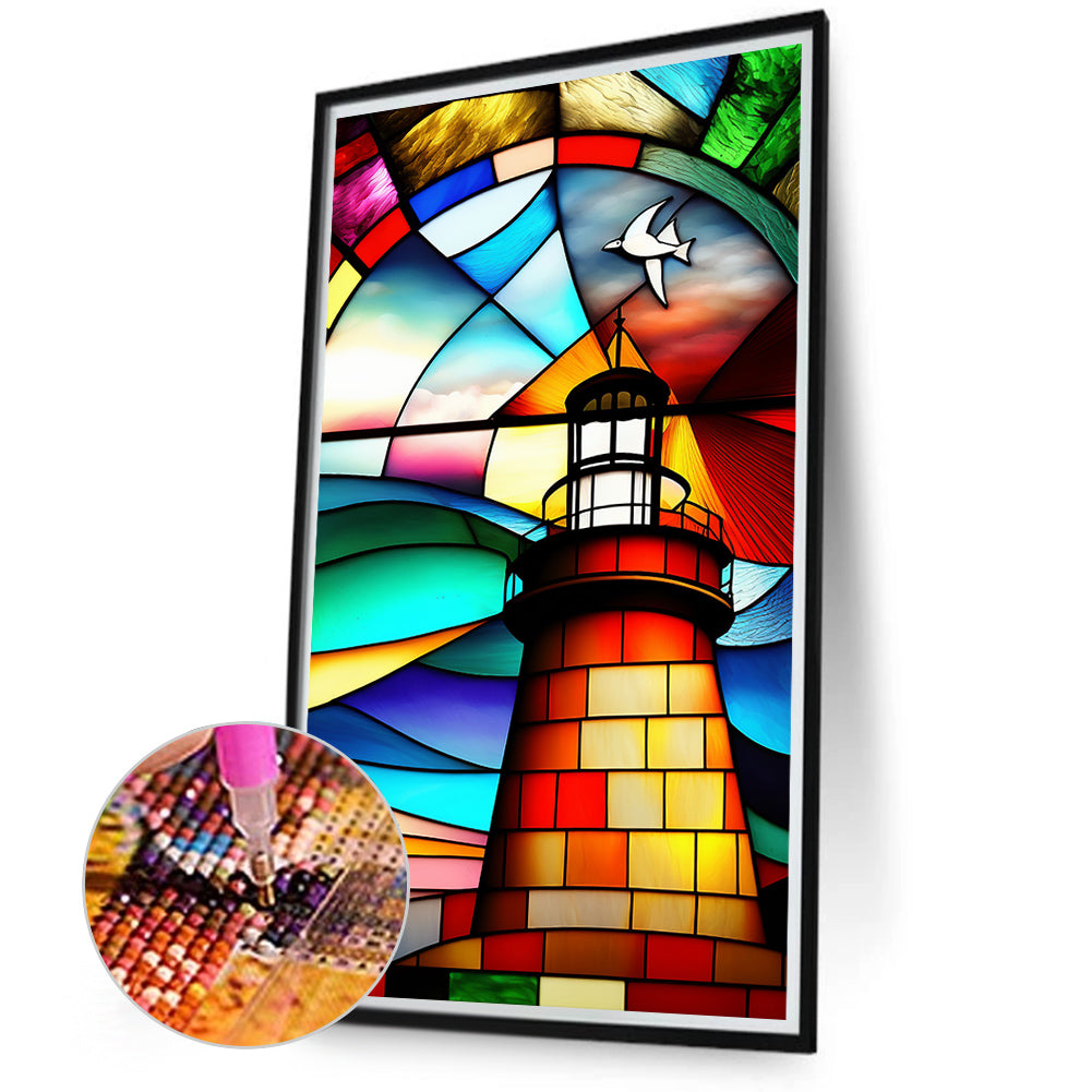 Lighthouse Glass Painting - Full Round Drill Diamond Painting 40*70CM