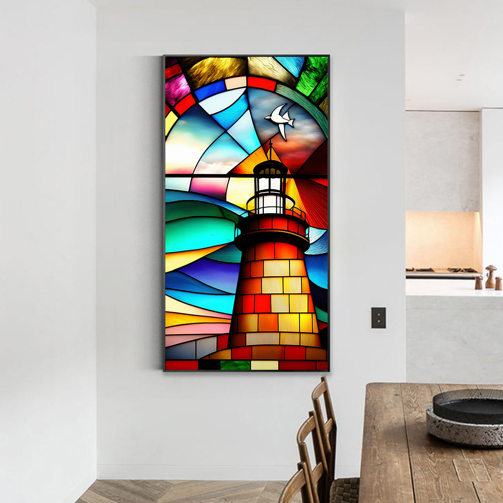 Lighthouse Glass Painting - Full Round Drill Diamond Painting 40*70CM