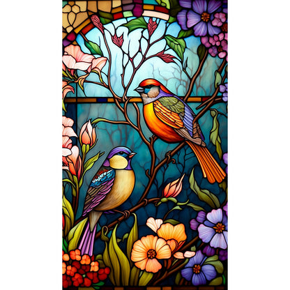 Flower And Bird Glass Painting - Full Round Drill Diamond Painting 40*70CM