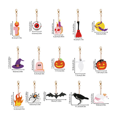 DIY Keychain Supplies Halloween 15pcs Full Drill Diamonds Pendants Gift for Kids