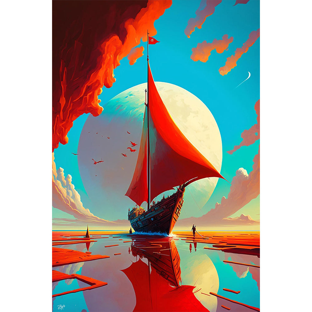 Sailboat - Full Round Drill Diamond Painting 40*60CM