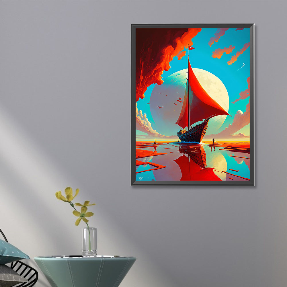 Sailboat - Full Round Drill Diamond Painting 40*60CM