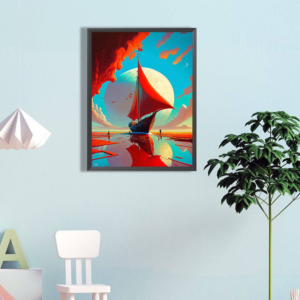 Sailboat - Full Round Drill Diamond Painting 40*60CM