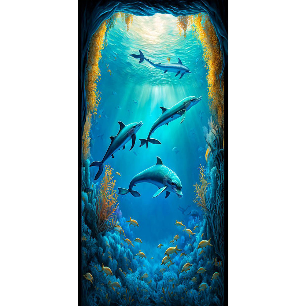 Dolphin - Full Round Drill Diamond Painting 40*80CM