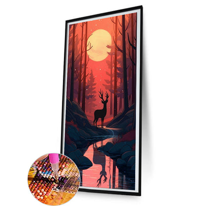 Deer Shadow In The Forest - Full Round Drill Diamond Painting 40*80CM