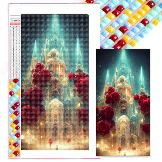 Rose Castle - Full Square Drill Diamond Painting 40*80CM