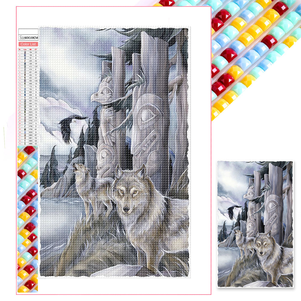 Wolf And Eagle - Full Square Drill Diamond Painting 60*100CM