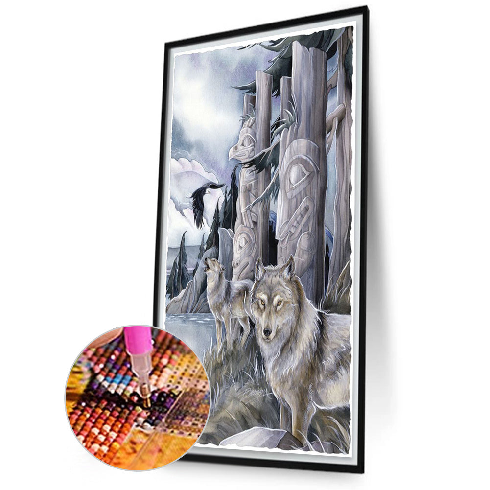 Wolf And Eagle - Full Square Drill Diamond Painting 60*100CM