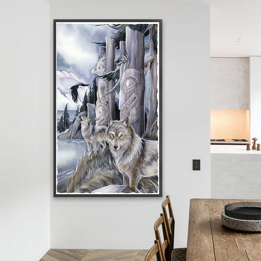 Wolf And Eagle - Full Square Drill Diamond Painting 60*100CM