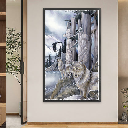 Wolf And Eagle - Full Square Drill Diamond Painting 60*100CM