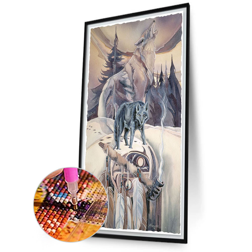 Wolf And Eagle - Full Square Drill Diamond Painting 60*100CM