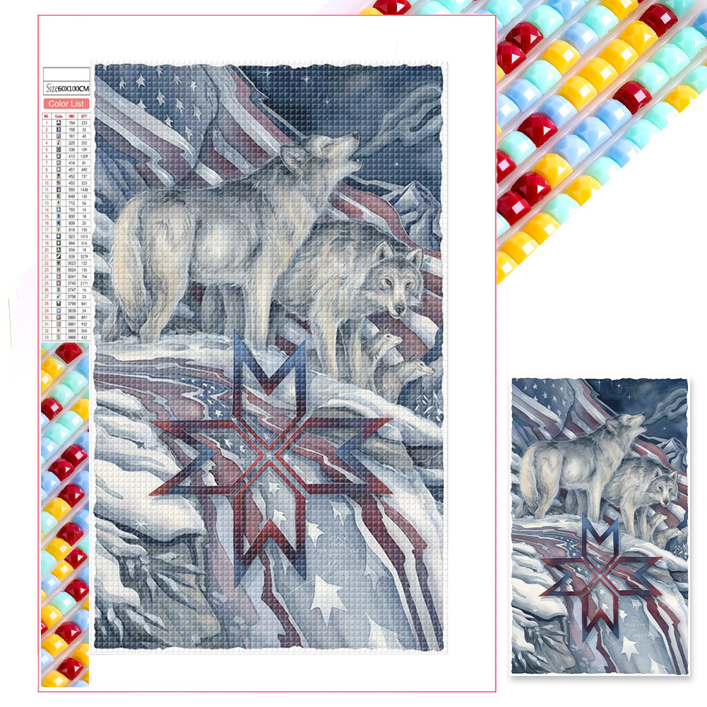 Wolf And Eagle - Full Square Drill Diamond Painting 60*100CM