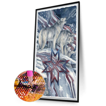 Wolf And Eagle - Full Square Drill Diamond Painting 60*100CM