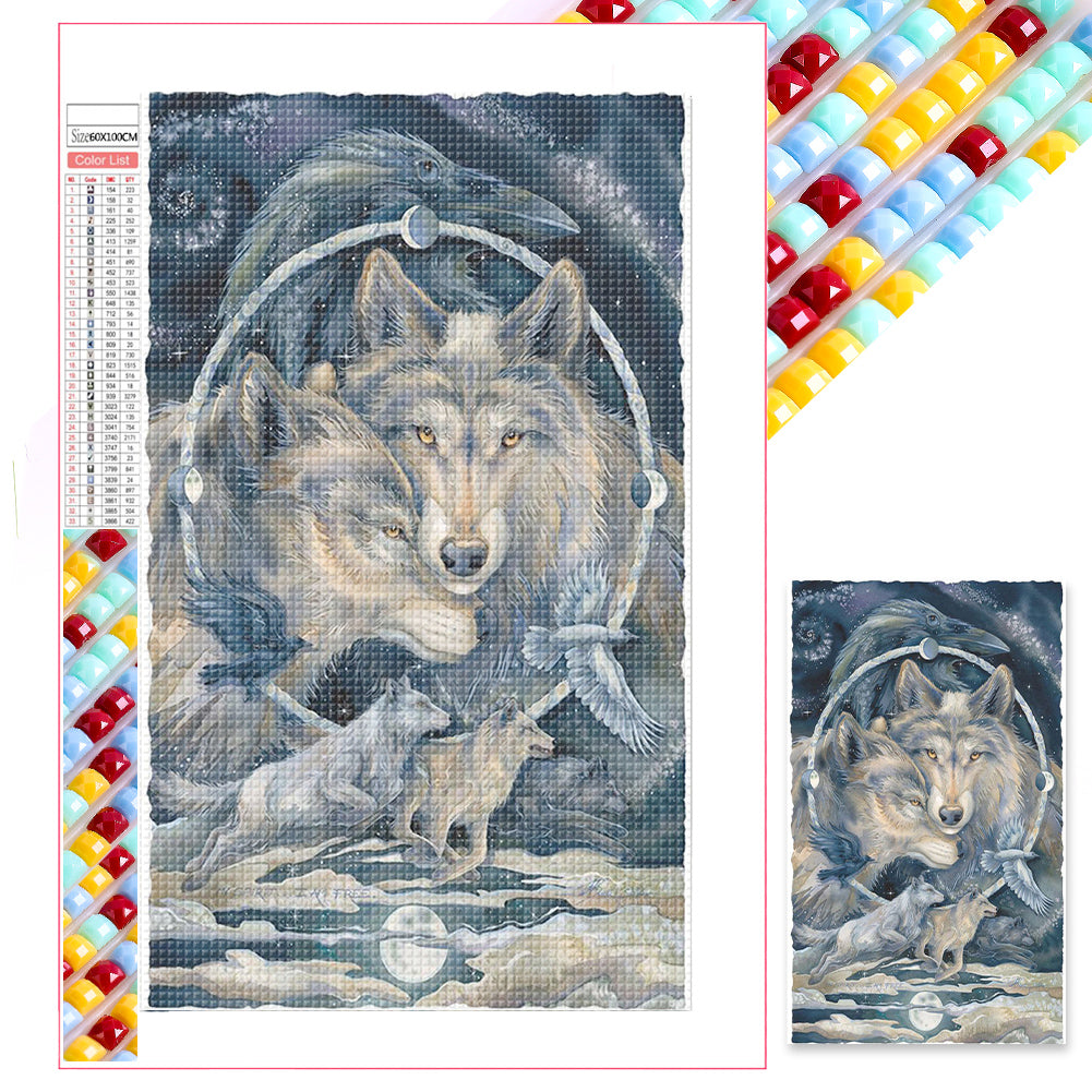 Wolf And Eagle - Full Square Drill Diamond Painting 60*100CM