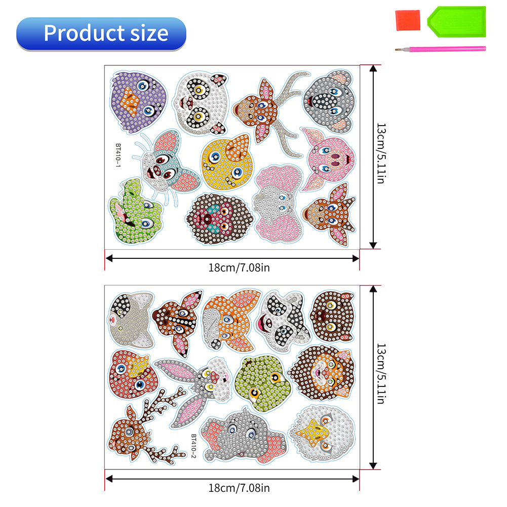 DIY Child Stickers Toy Animals Diamond Stickers Cartoon for Kids Adult Beginners