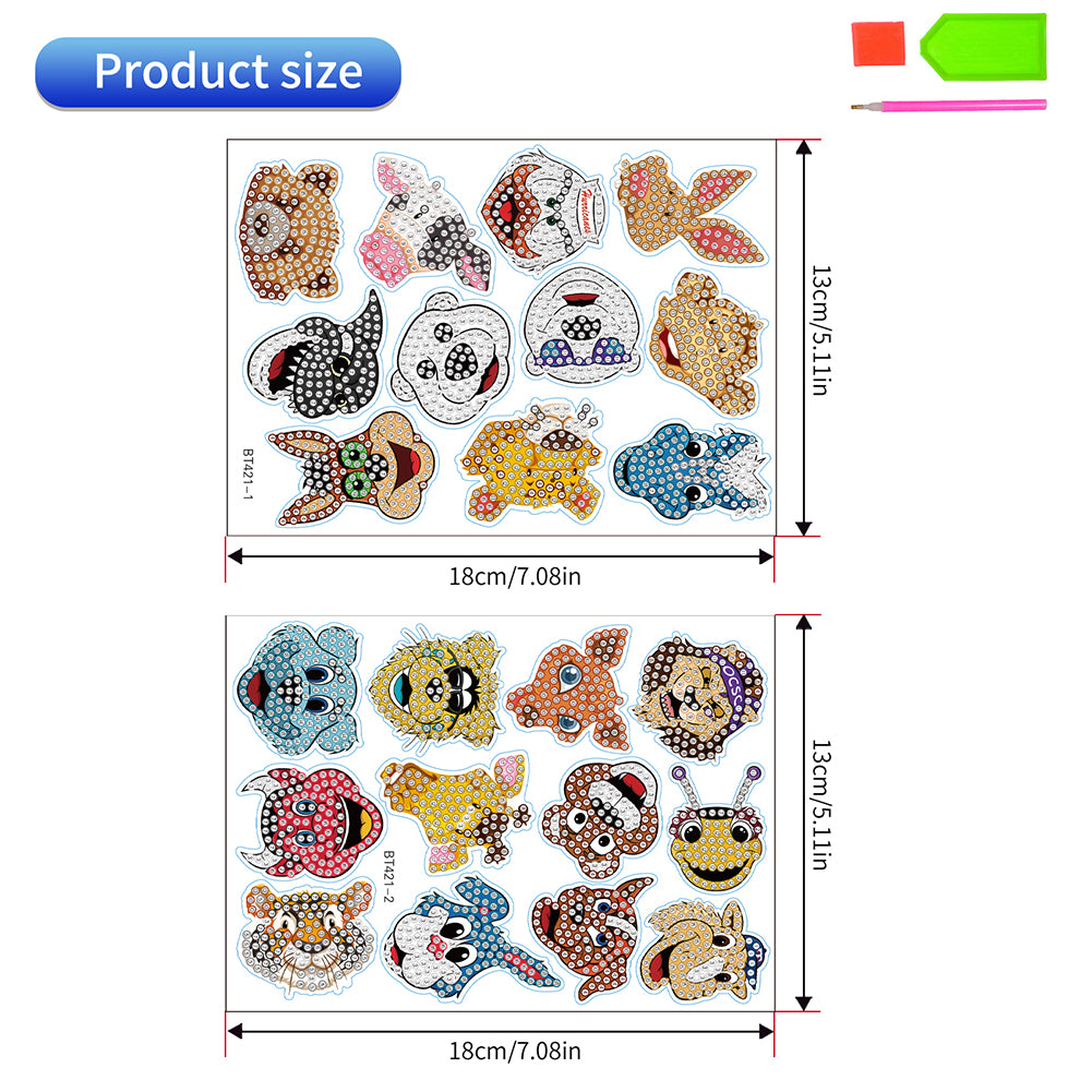 DIY Child Stickers Toy Animals Diamond Stickers Cartoon for Kids Adult Beginners