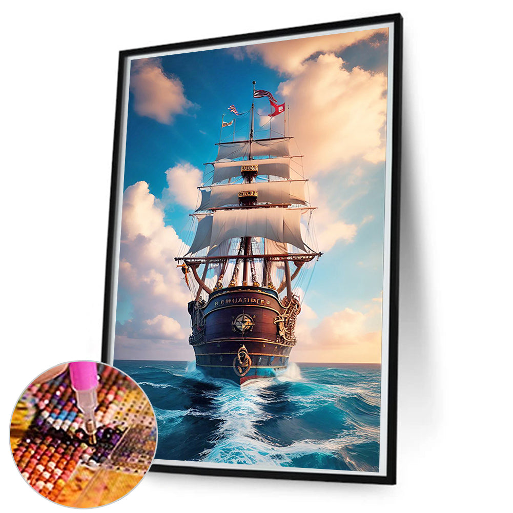 Sailboat - Full Round Drill Diamond Painting 50*80CM