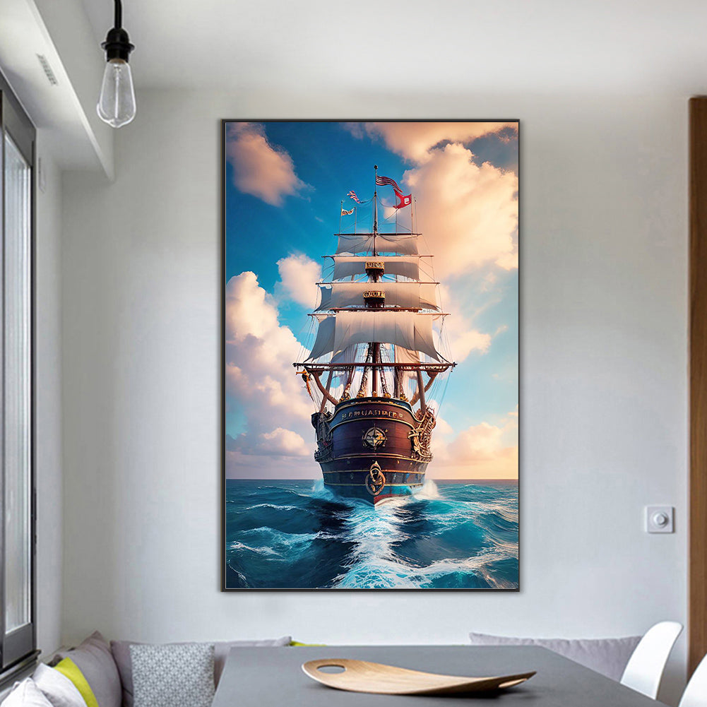 Sailboat - Full Round Drill Diamond Painting 50*80CM