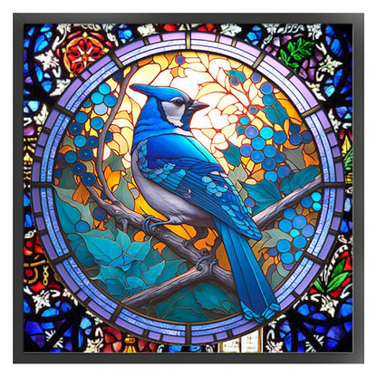 Glass Painting-North American Bluebird - 11CT Stamped Cross Stitch 40*40CM