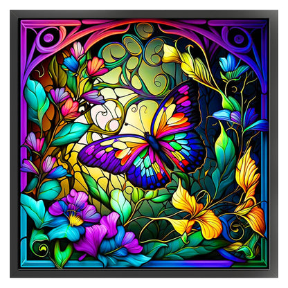 Glass Painting-Butterfly - 11CT Stamped Cross Stitch 40*40CM