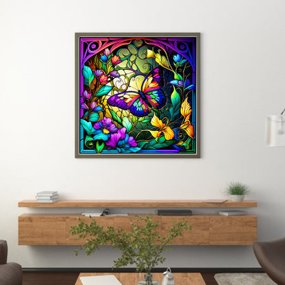 Glass Painting-Butterfly - 11CT Stamped Cross Stitch 40*40CM