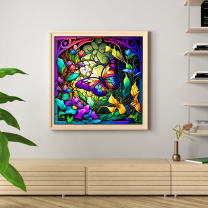 Glass Painting-Butterfly - 11CT Stamped Cross Stitch 40*40CM