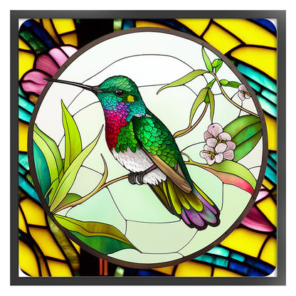 Glass Painting-Hummingbird - 11CT Stamped Cross Stitch 40*40CM