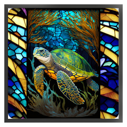 Glass Painting-Turtle - 11CT Stamped Cross Stitch 40*40CM