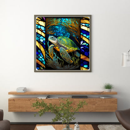 Glass Painting-Turtle - 11CT Stamped Cross Stitch 40*40CM