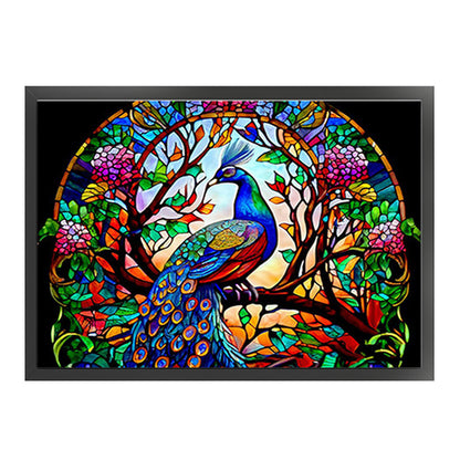 Glass Painting-Peacock - 11CT Stamped Cross Stitch 55*40CM