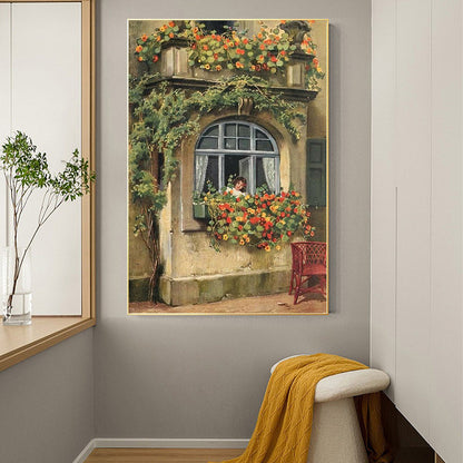 Windowsill Flowers - Full Round Drill Diamond Painting 40*60CM