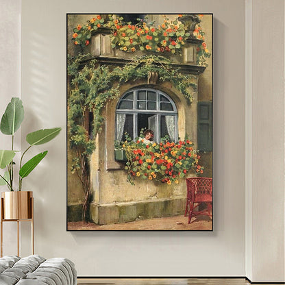 Windowsill Flowers - Full Round Drill Diamond Painting 40*60CM
