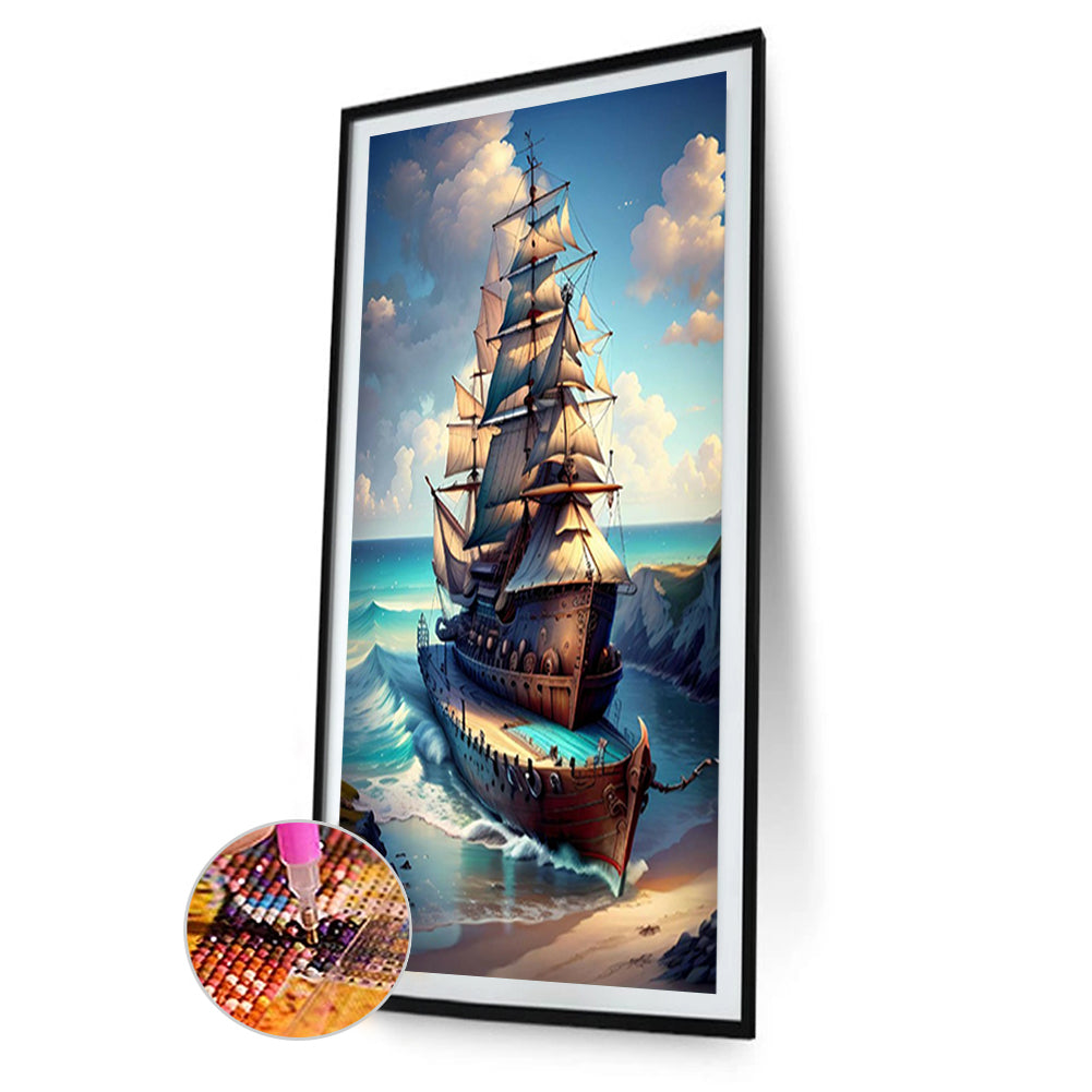 Sailboat - Full Round Drill Diamond Painting 40*70CM