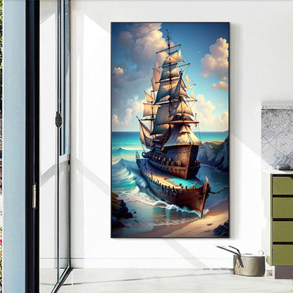 Sailboat - Full Round Drill Diamond Painting 40*70CM