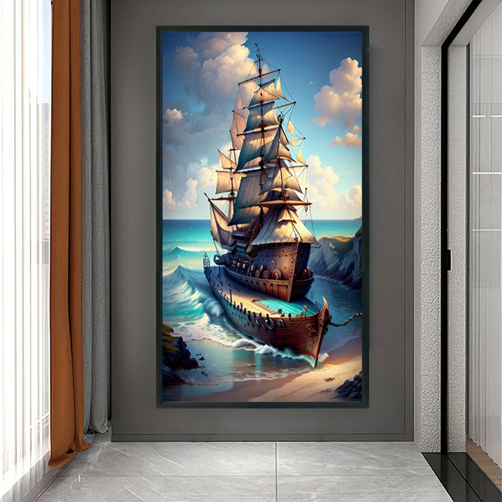 Sailboat - Full Round Drill Diamond Painting 40*70CM