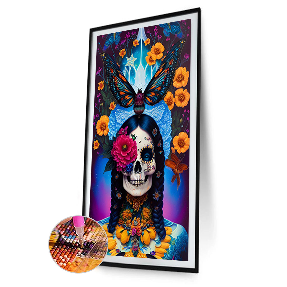 Flower Skull - Full Round Drill Diamond Painting 40*70CM