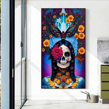 Flower Skull - Full Round Drill Diamond Painting 40*70CM
