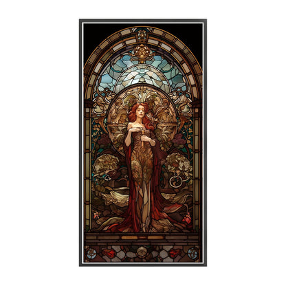 Glass Painting - Woman - 11CT Stamped Cross Stitch 50*100CM