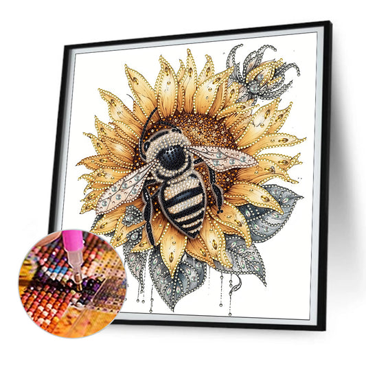 Sunflower Bee - Special Shaped Drill Diamond Painting 30*30CM