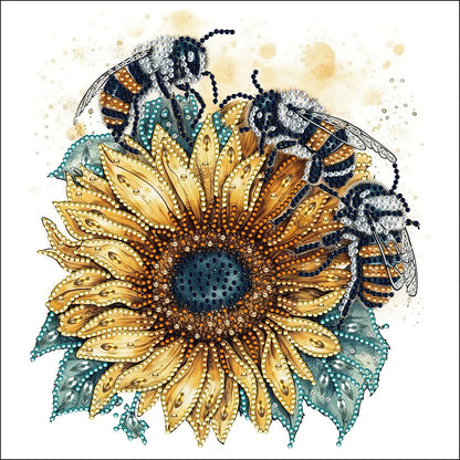 Sunflower Bee - Special Shaped Drill Diamond Painting 30*30CM