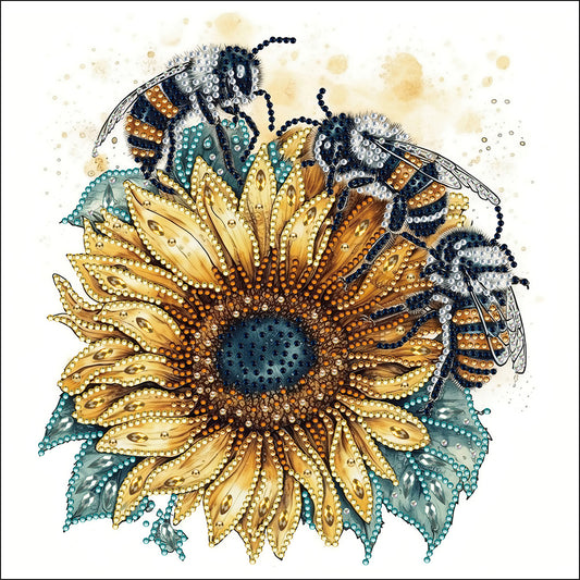 Sunflower Bee - Special Shaped Drill Diamond Painting 30*30CM
