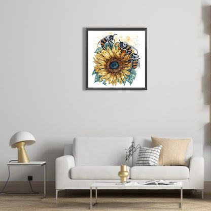 Sunflower Bee - Special Shaped Drill Diamond Painting 30*30CM