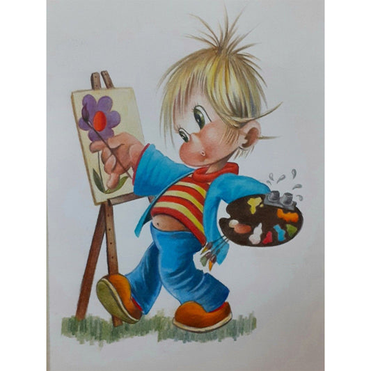 Drawing Kids - Full Round Drill Diamond Painting 30*40CM