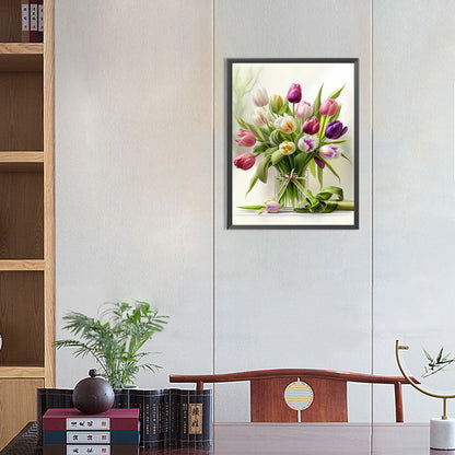 Vase Bouquet Tulips - Full Round Drill Diamond Painting 30*40CM