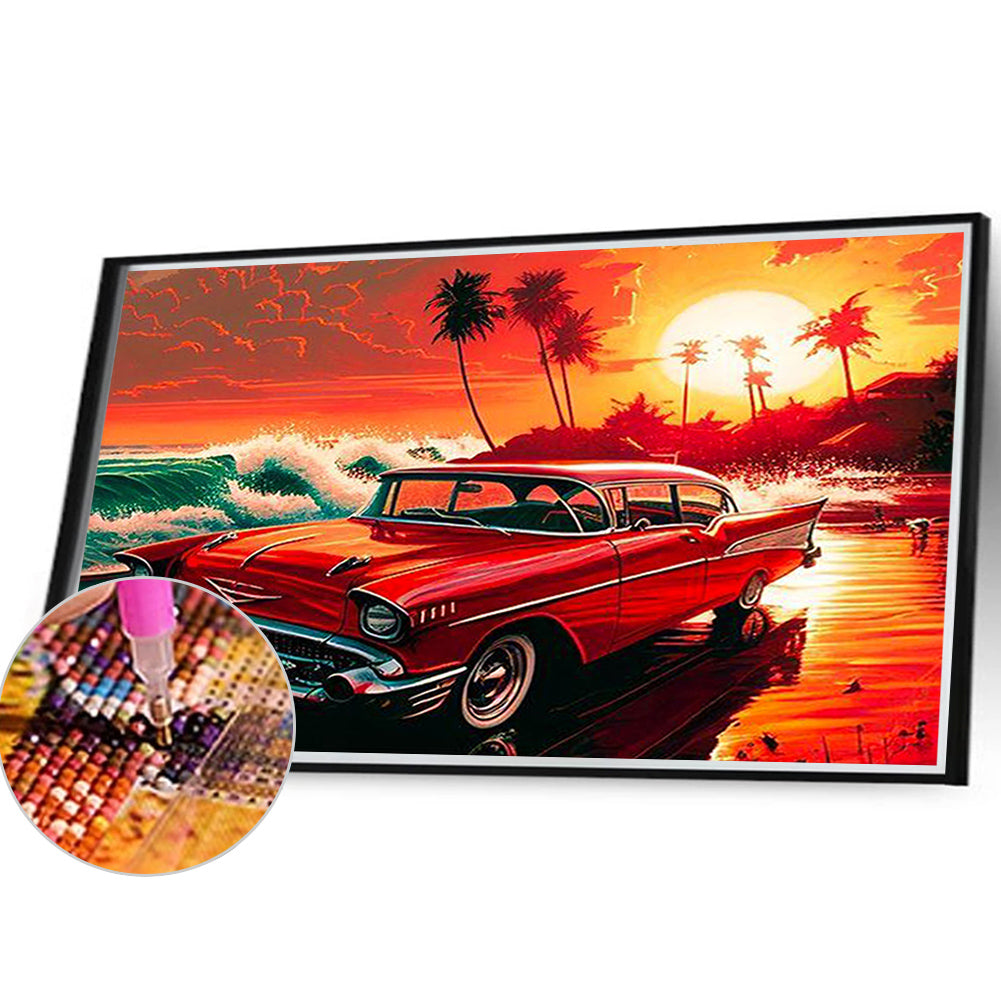 Seaside Sports Car - Full Round Drill Diamond Painting 40*30CM