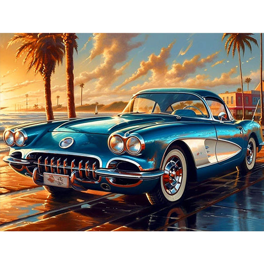 Seaside Sports Car - Full Round Drill Diamond Painting 40*30CM