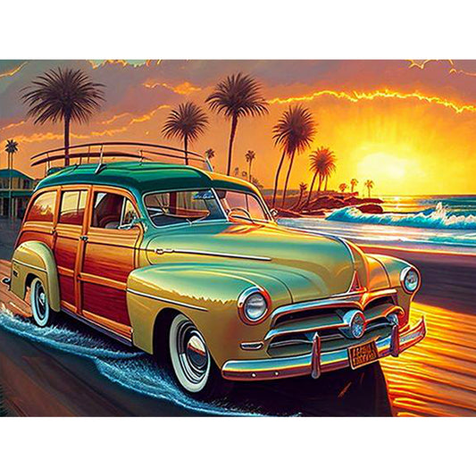 Seaside Sports Car - Full Round Drill Diamond Painting 40*30CM