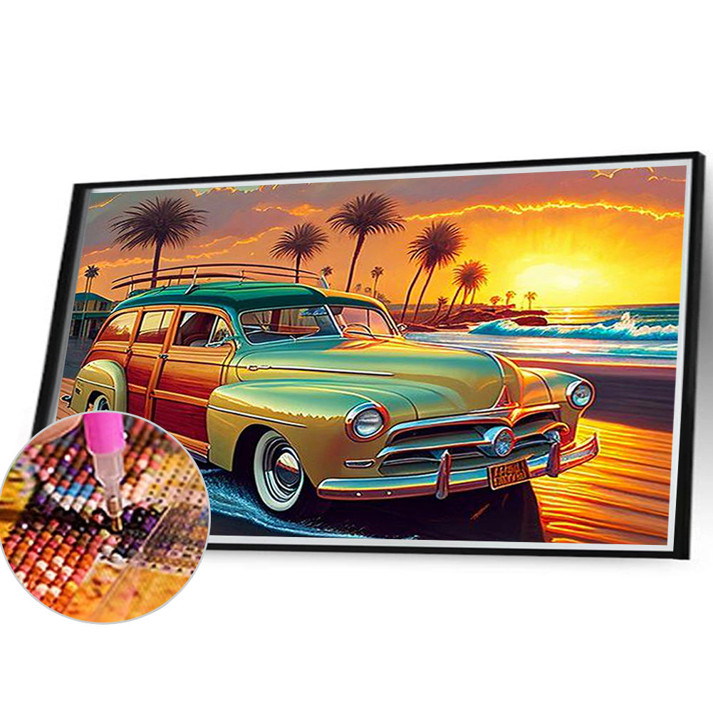 Seaside Sports Car - Full Round Drill Diamond Painting 40*30CM